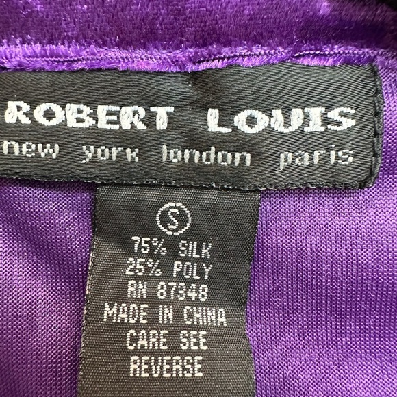 Robert Louis Designer Silk Sasha Purple Velvet Button Up Blouse Size Small S NWT - Picture 5 of 11